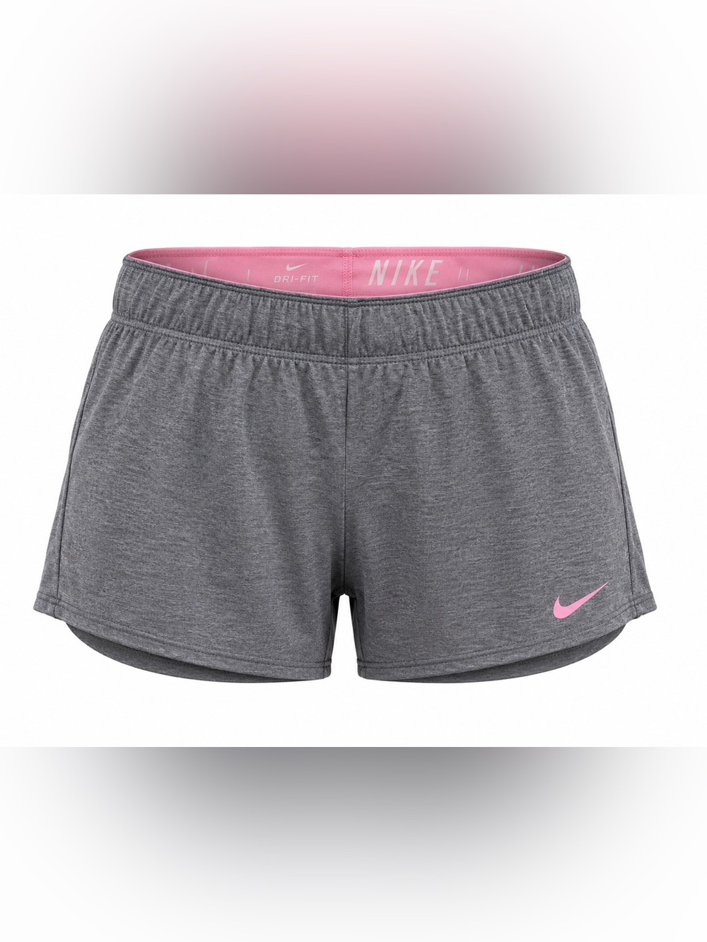 Nike Women’s Gray Athletic Shorts with Pink Swoosh